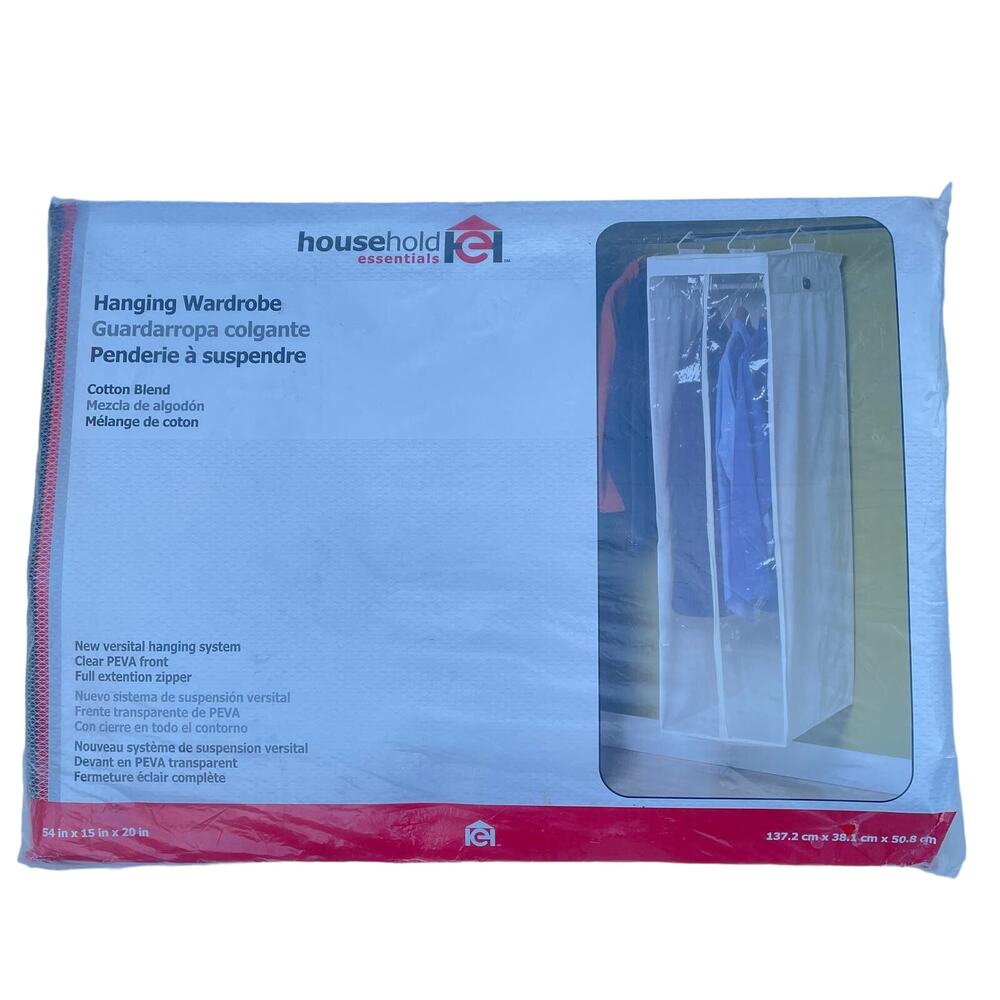 NEW HOUSEHOLD ESSENTIALS Hanging Wardrobe Garment Storage Bag Natural 311332